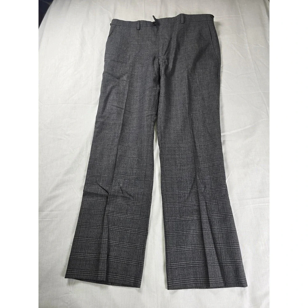 Banana‎ Republic Pants Mens 34x30 Gray Plaid Wool Heritage Super 110s Trousers